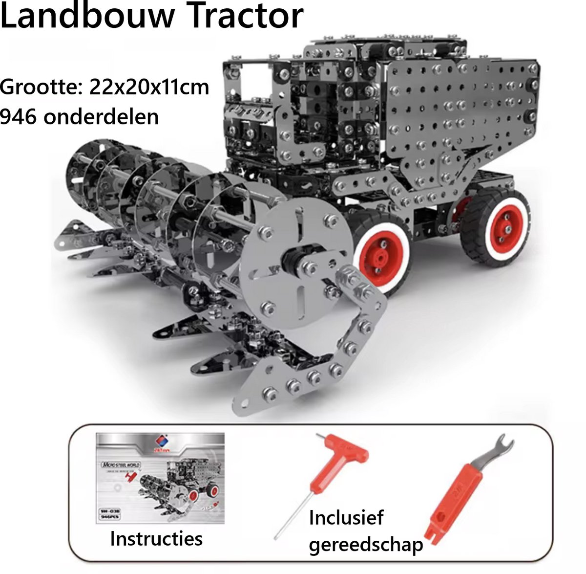Bouwpakket Tractor (946 Delen) | Metalen Miniatuur Bouwmodel